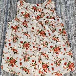 Floral Sleeveless Blouse - Cream and Red (8)